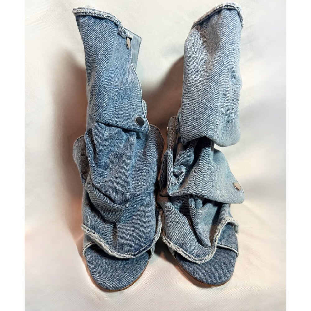Azalea Wang | Birdsong Bootie | Denim Fabric | Sz 7 - Picture 4 of 6